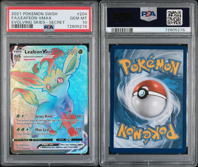 Leafeon VMAX 204/203 — Secret Rare — PSA 10 Gem Mint — Evolving Skies (2021)