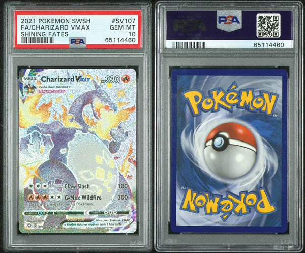 Charizard VMAX SV107/SV122 — Shiny Holo Rare — PSA 10 Gem Mint — Shining Fates (2021) - Image 1